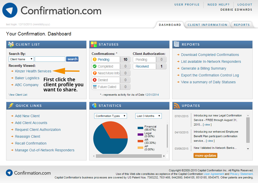 Share Clients - Select the Client